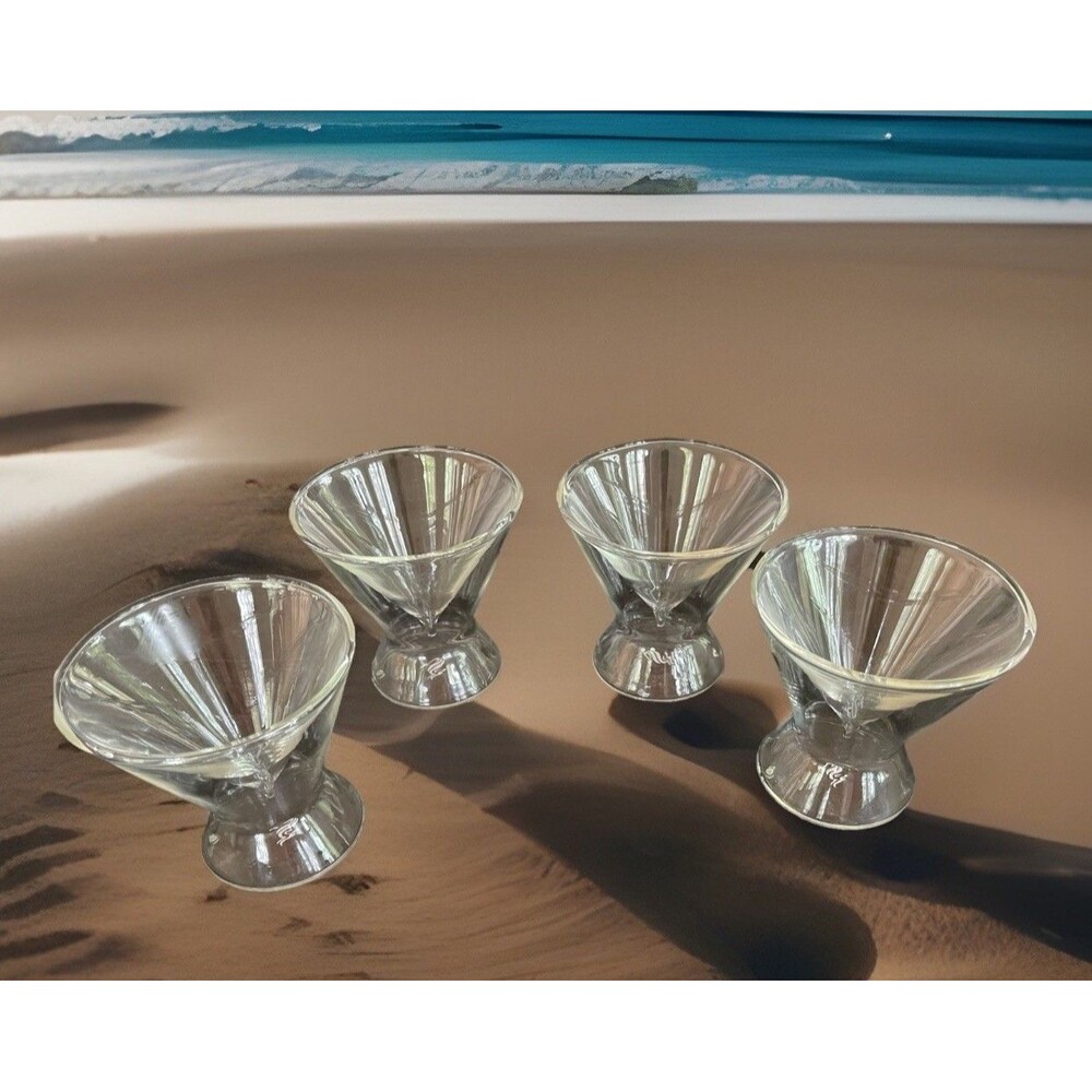 4 Dragon Glassware Martini Cocktail Glass Clear Hourglass Double Wall Insulated